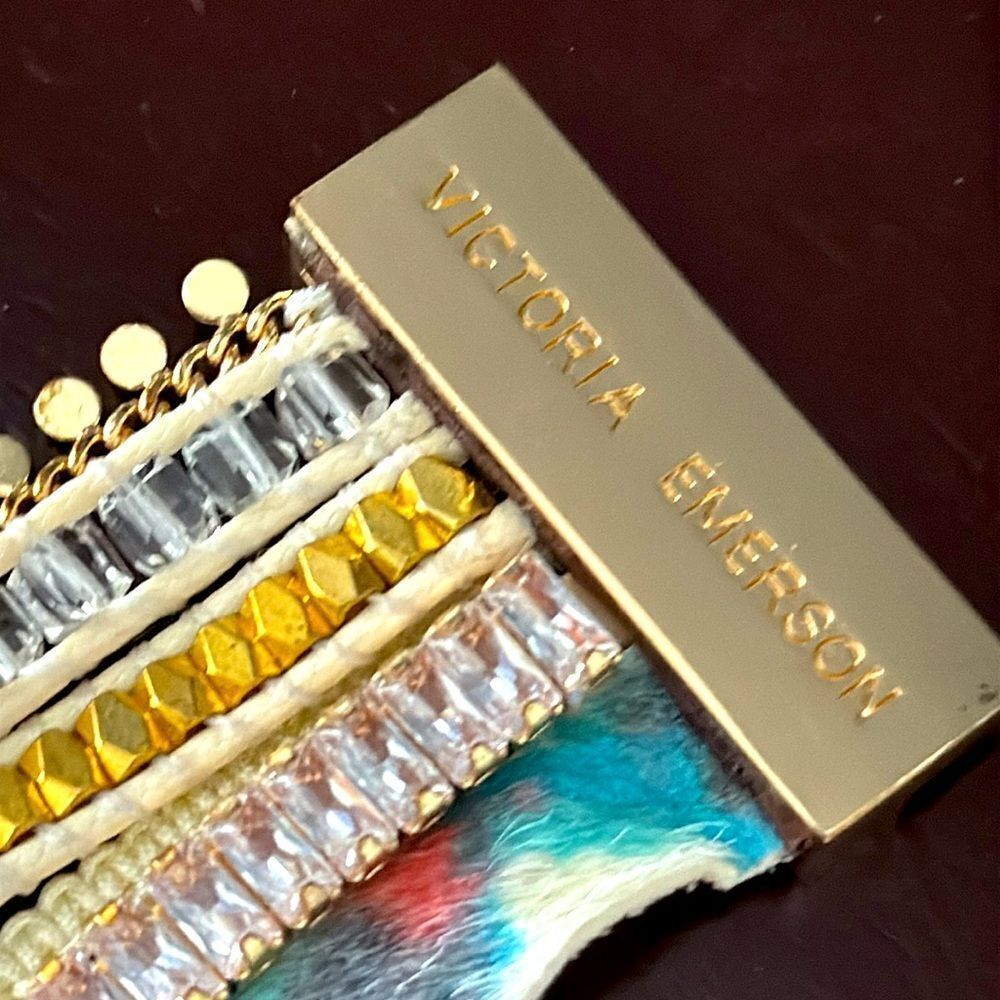 Layered Cuff Bracelet – Tie-Dye Suede, Beads, Crystal Accent - Picture 4 of 8